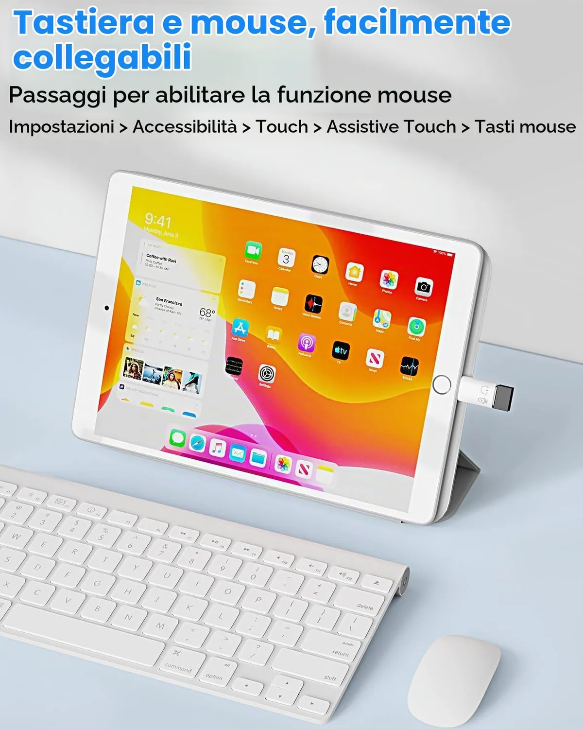 MoKo Adattatore Lightning USB-C+USB-A 2 Pezzi OTG
