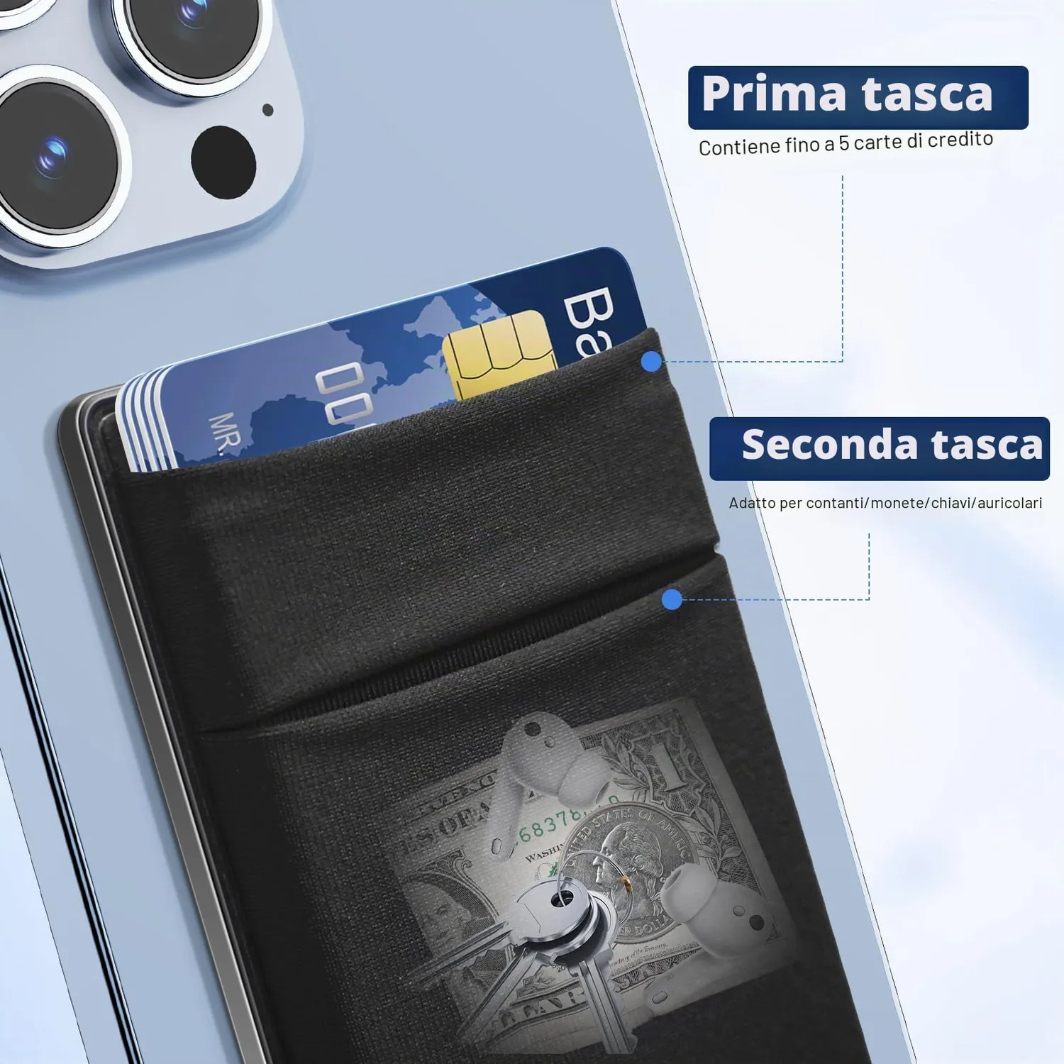 CloudValley MagSafe wallet 5 carte nero pelle vegana