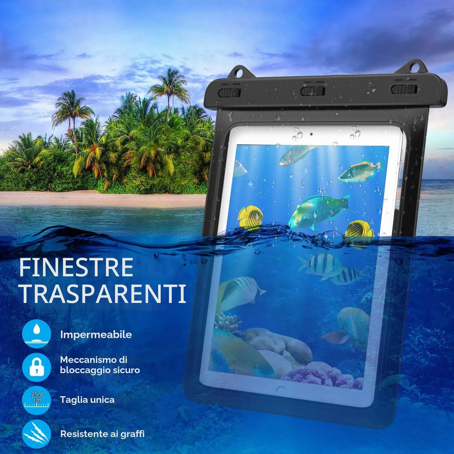 MoKo custodia impermeabile IPX8 tablet 10,2 nero