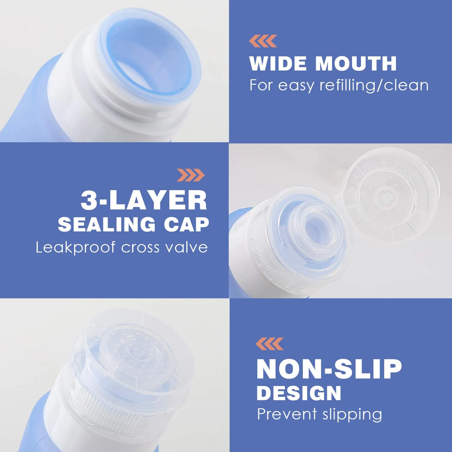 MoKo Bottiglie Viaggio Silicone 4x89ml Multicolore Spremibili