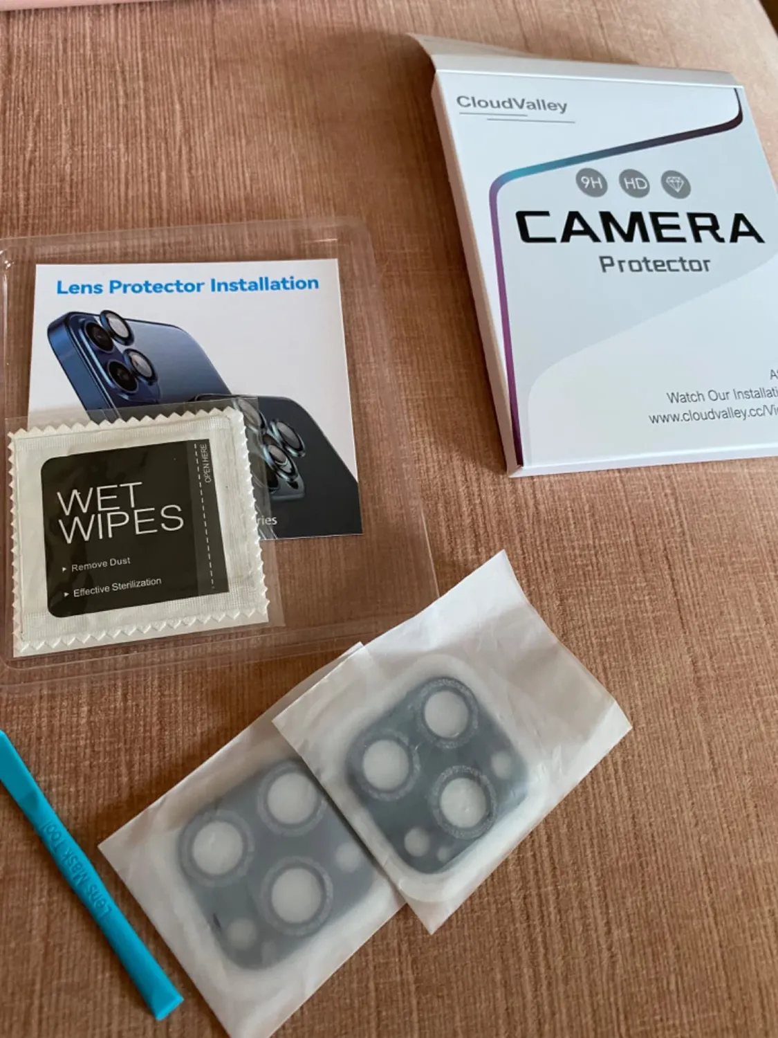 CloudValley iPhone 13 Pro vetro fotocamera glitter azzurro 2pz