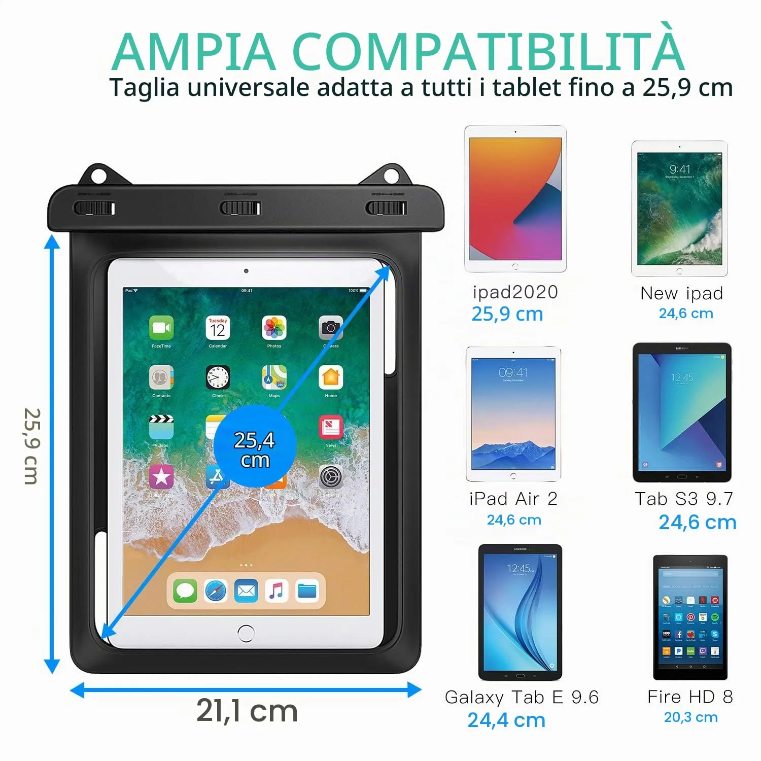 MoKo custodia impermeabile IPX8 tablet 10,2 nero
