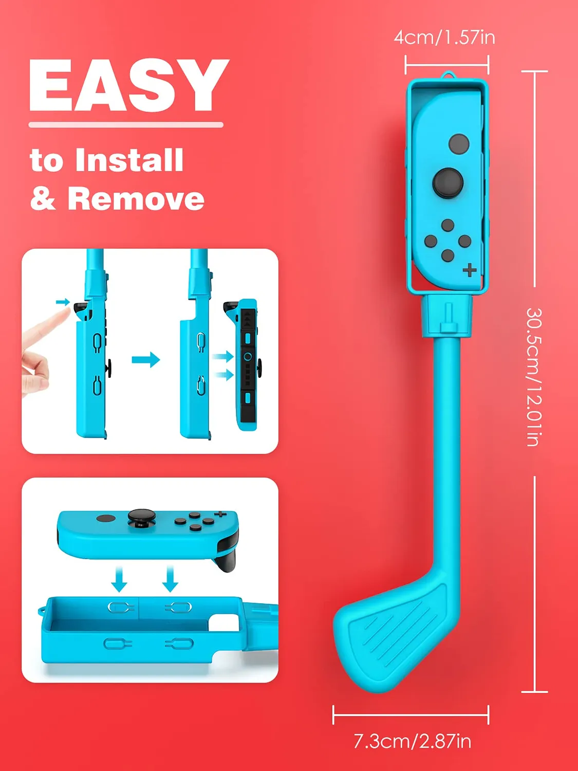 MoKo Switch impugnature golf Joy-Con 2 pezzi rosso blu
