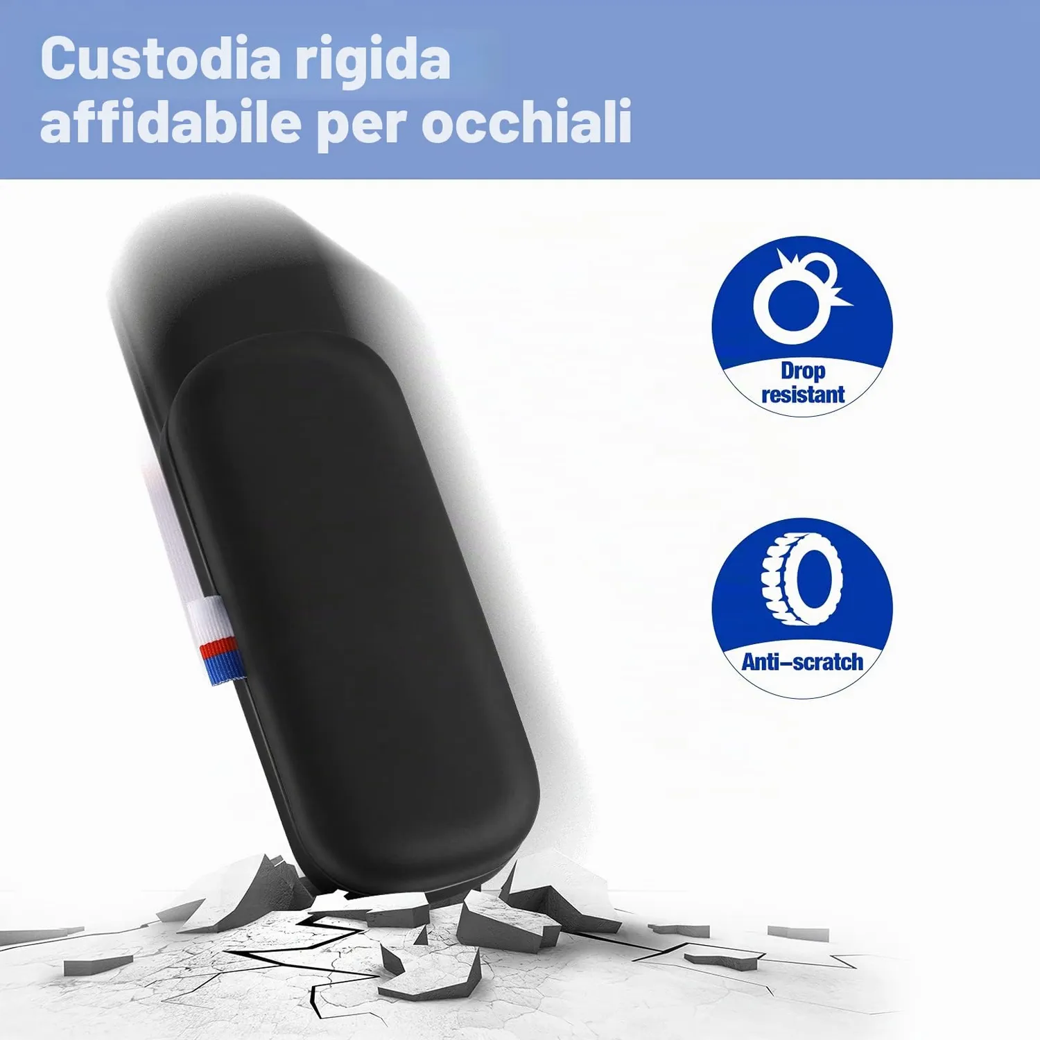 MoKo Custodia Occhiali Rigida Nero Antiurto Imbottita