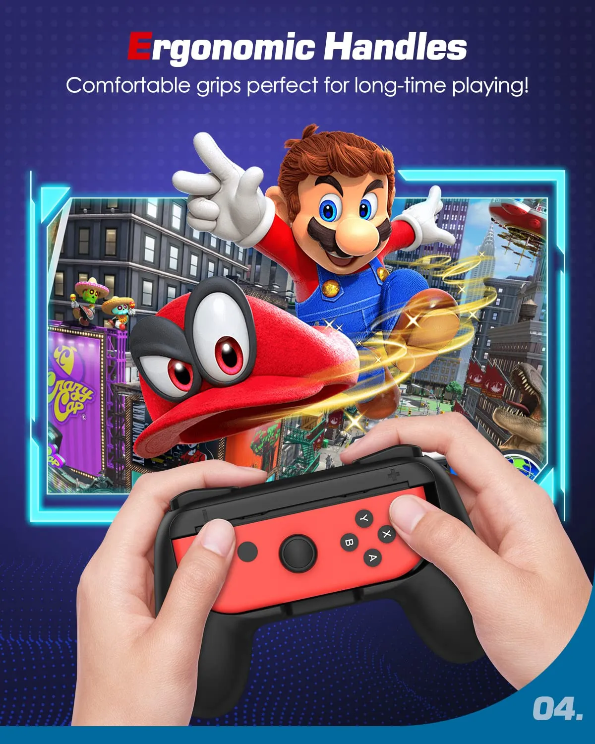 MoKo Impugnatura Joy-Con Nintendo Switch Controller nero ABS
