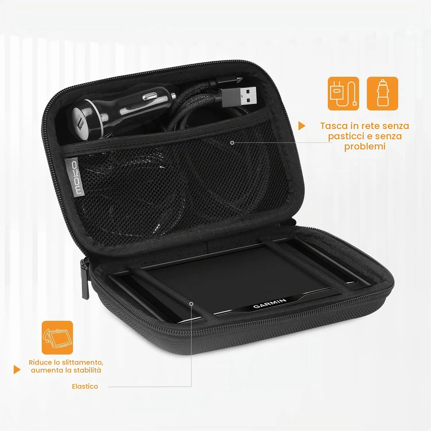 MoKo custodia GPS 7 pollici nera 18 cm imbottita