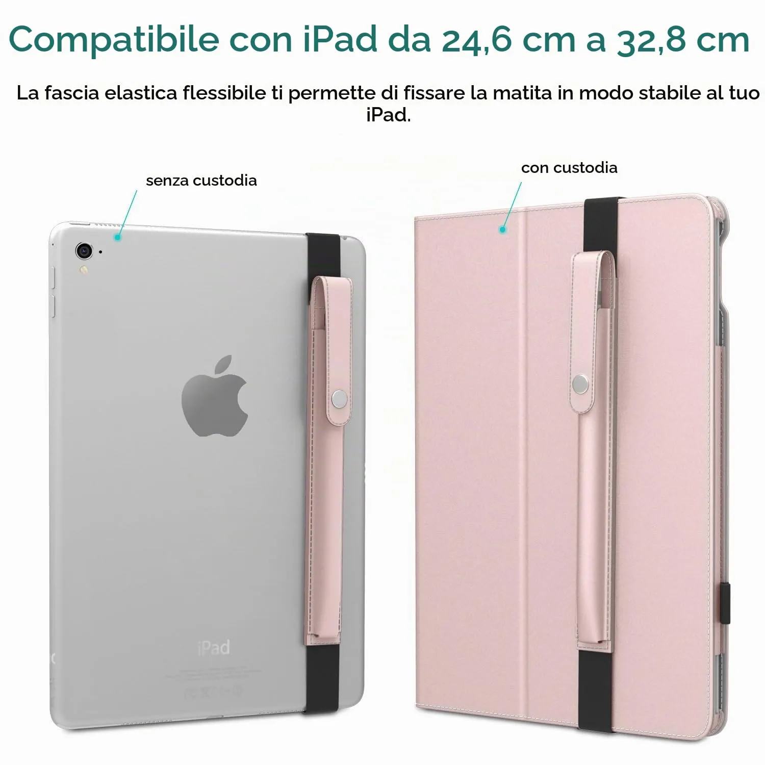 MoKo Custodia Apple Pencil Portapenne Oro Rosa Elastico