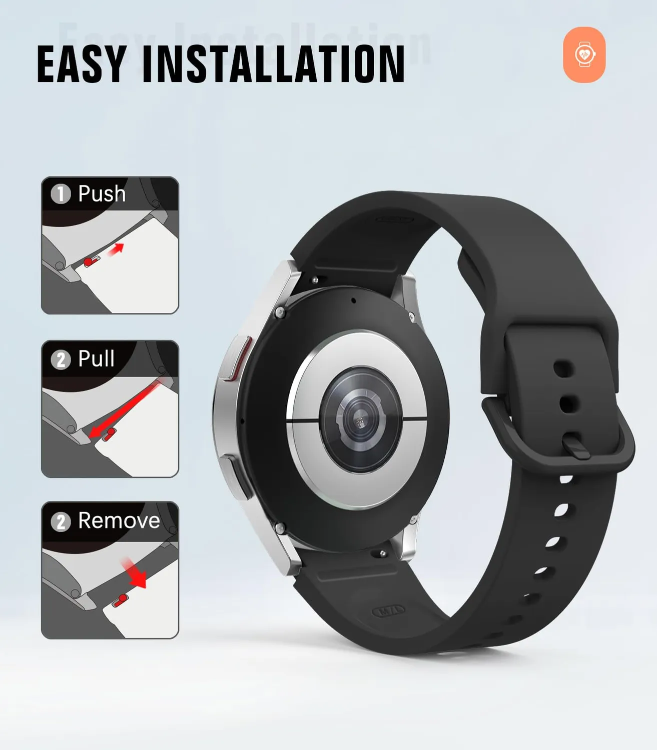 MoKo Cinturino Sportivo Silicone 20mm Galaxy Watch Nero
