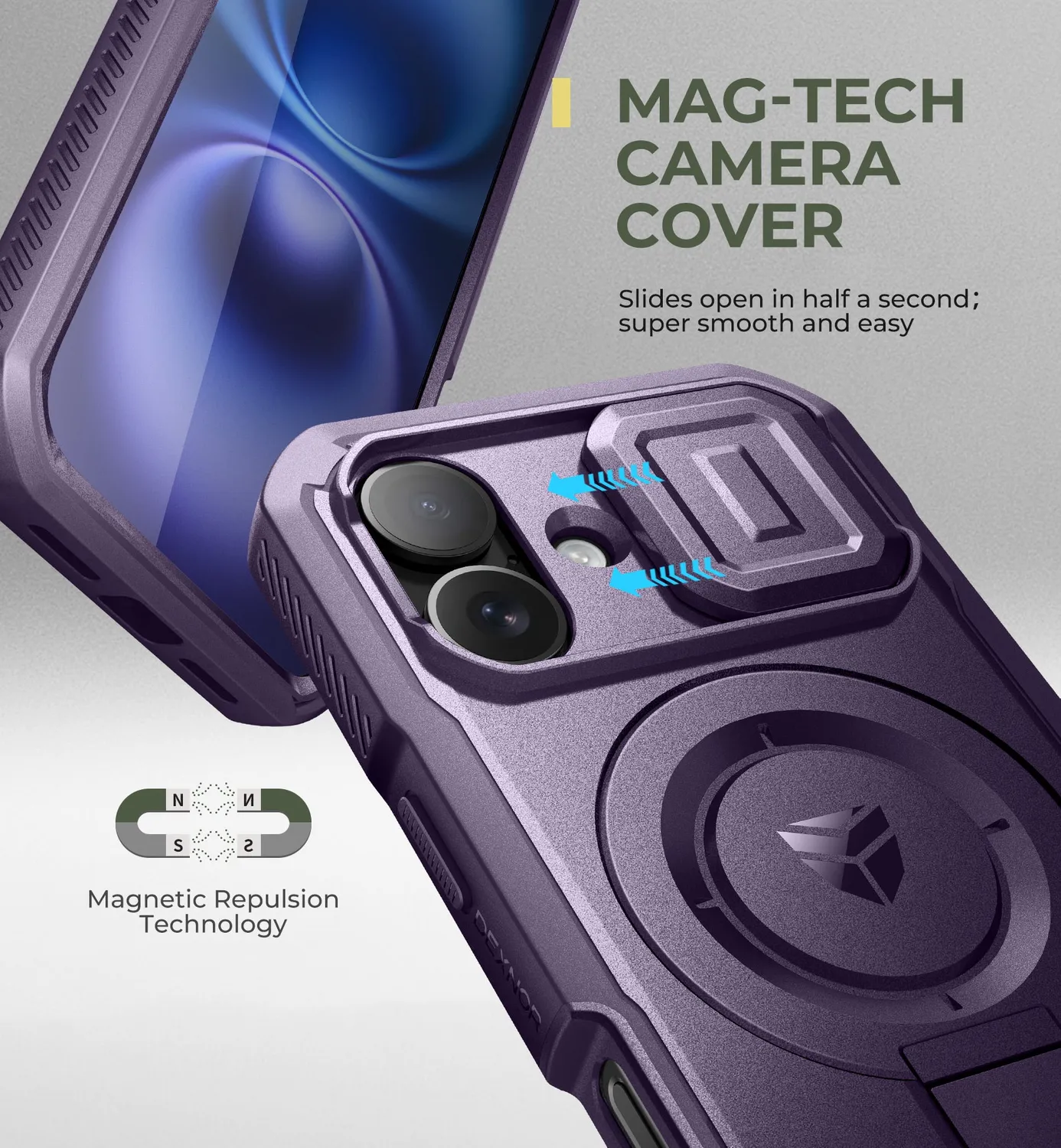 Dexnor iPhone 16 cover MagSafe viola antiurto