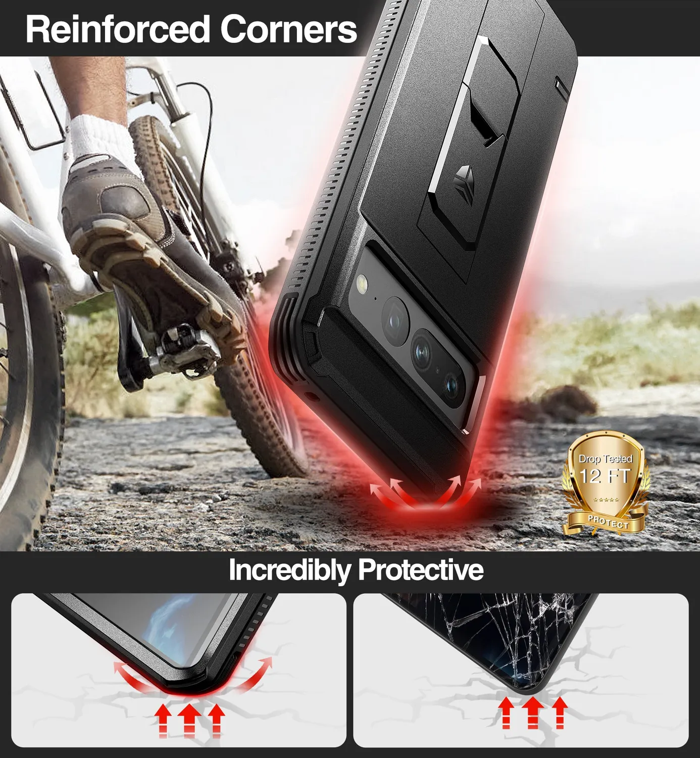 Dexnor cover Pixel 7 Pro nera rugged con pellicola