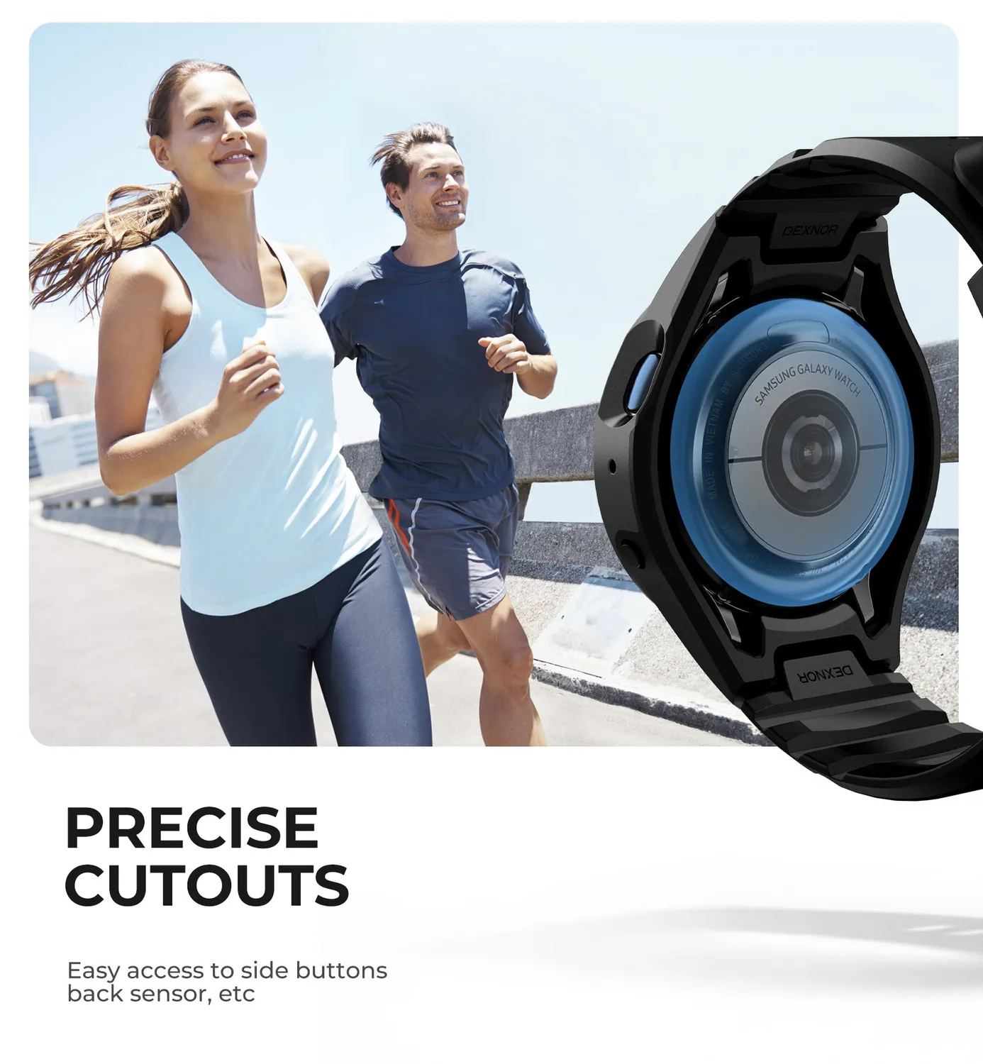 Dexnor Galaxy Watch Active 2 44mm cinturino nero silicone