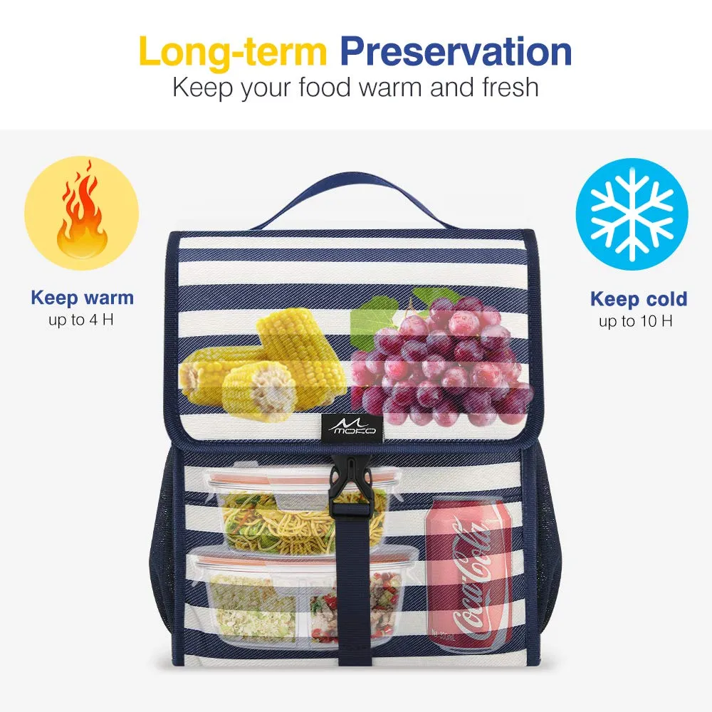 MoKo Borsa Termica Porta Pranzo Strisce Bianche e Blu Pieghevole