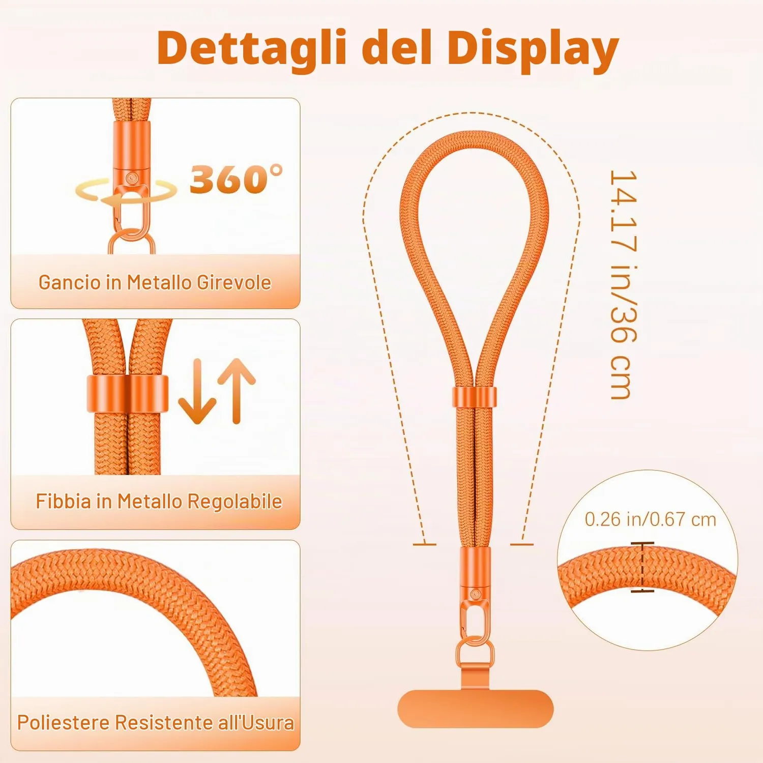 MoKo Laccio Polso Cellulare Regolabile Set 2 Arancione Nero