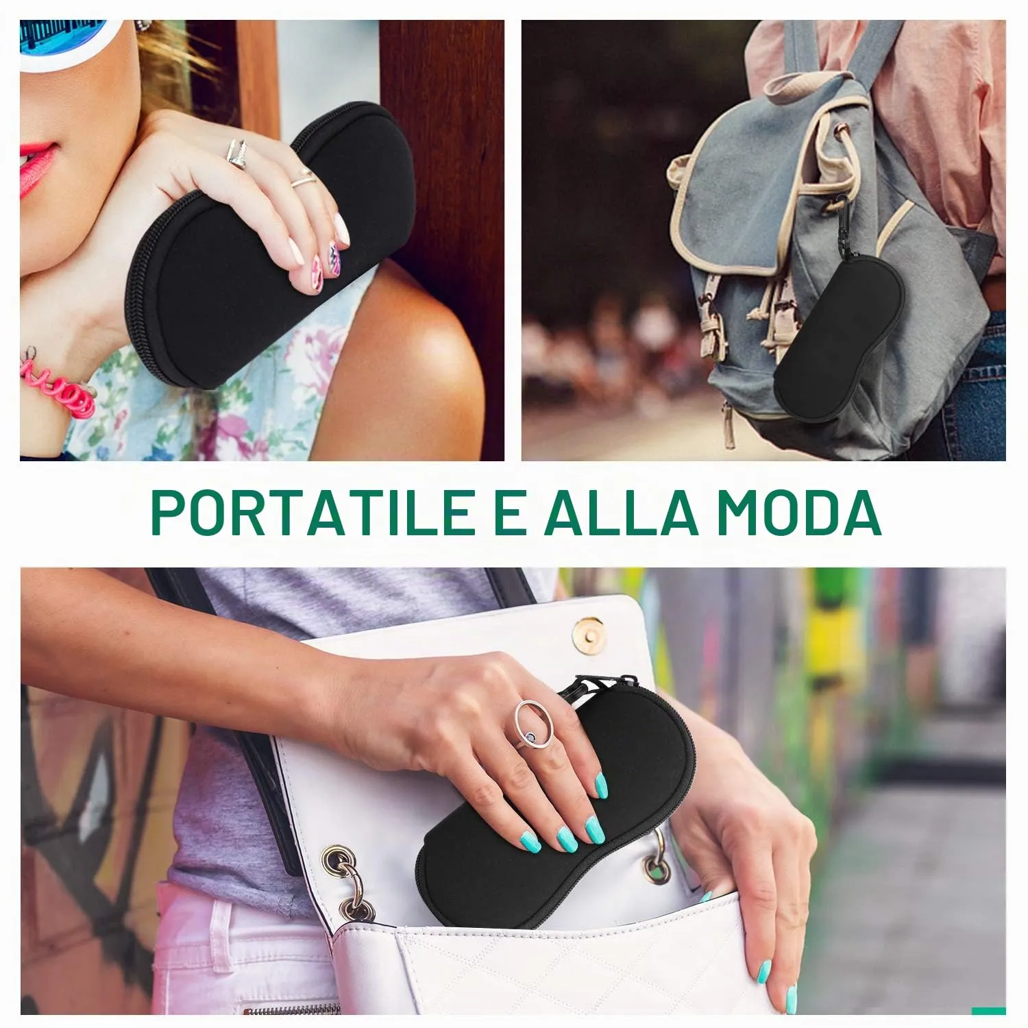 MoKo Astuccio Occhiali Neoprene Nero con Cerniera