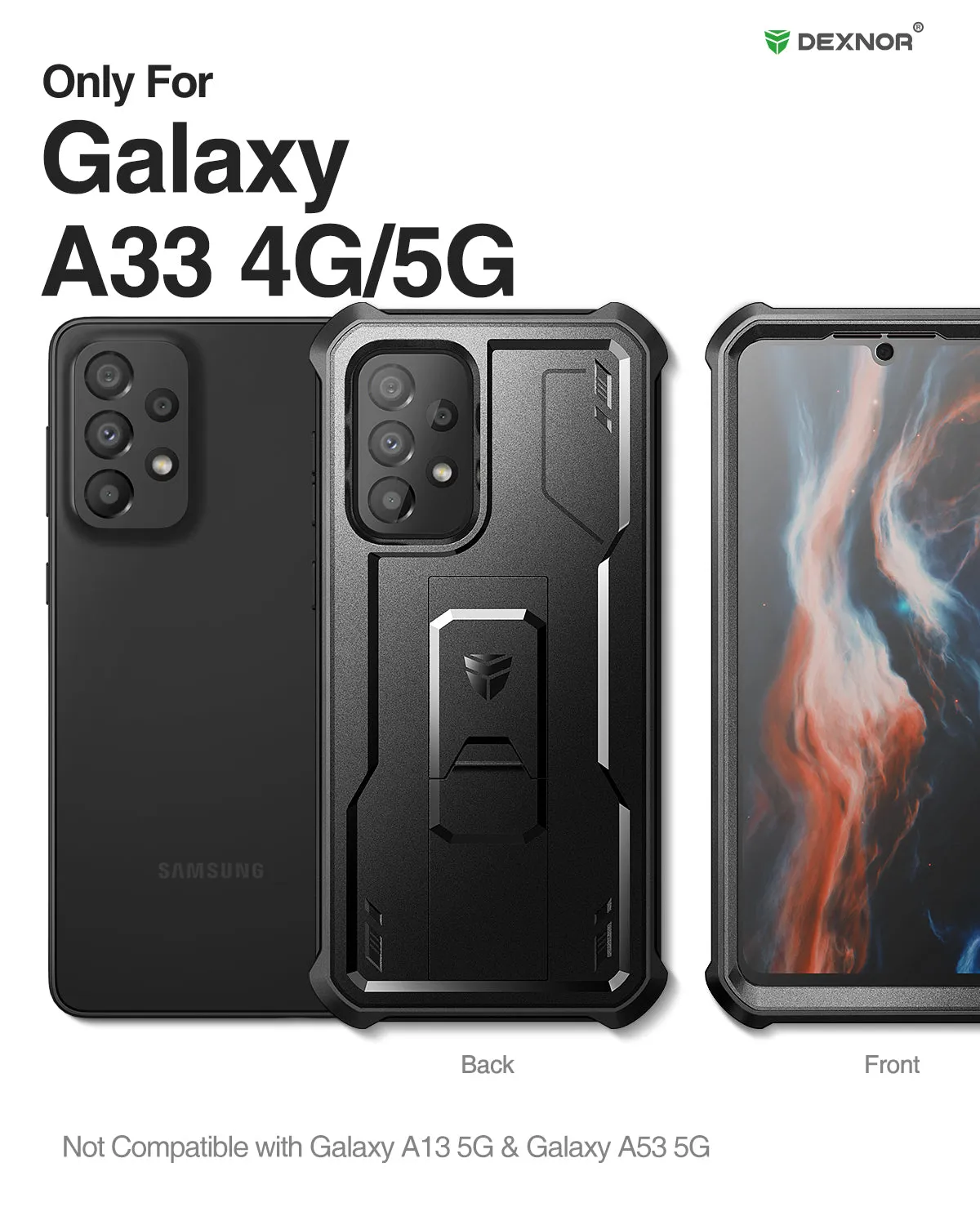 Dexnor Galaxy A33 5G cover nera con pellicola antiurto