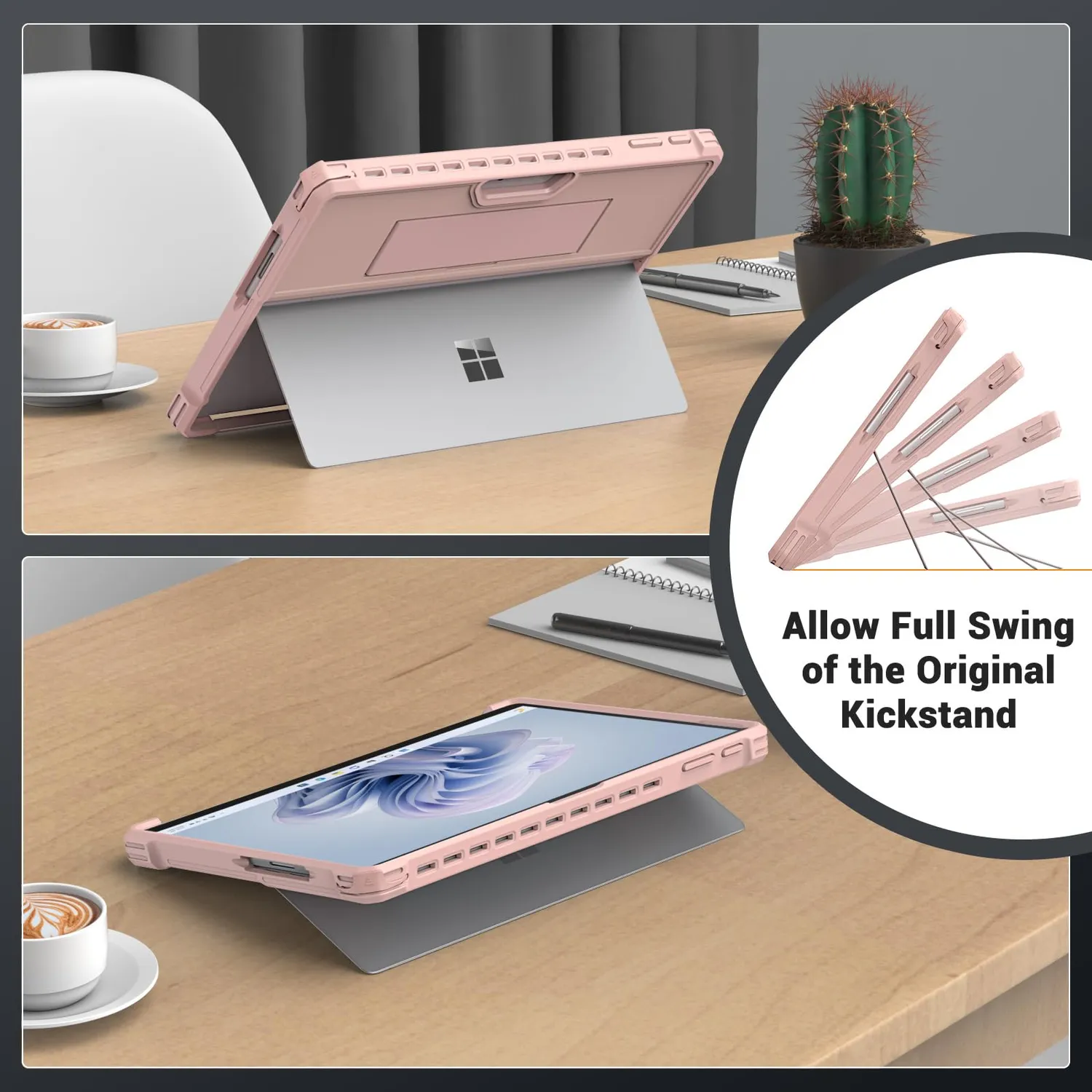 MoKo Surface Pro 13 Custodia oro rosa con cinturino mano