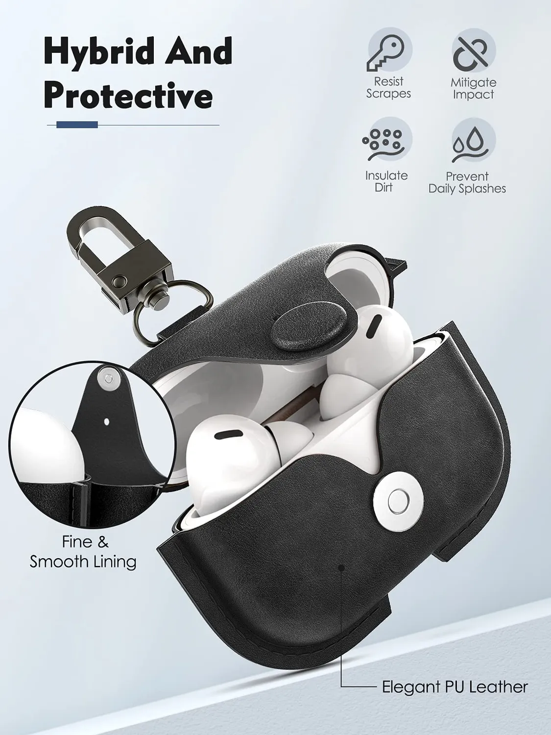 MoKo Custodia AirPods 3 Pelle PU Nera Magnetica