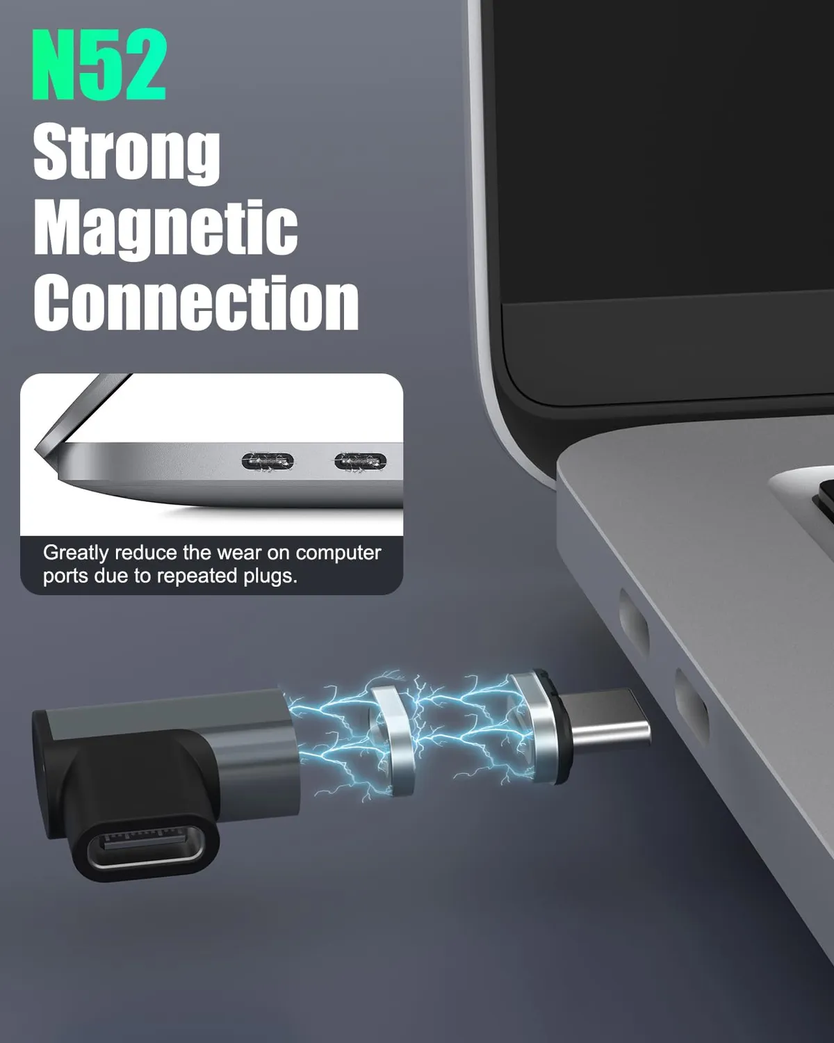 MoKo Adattatore Magnetico USB C 90° 240W 2 Pezzi