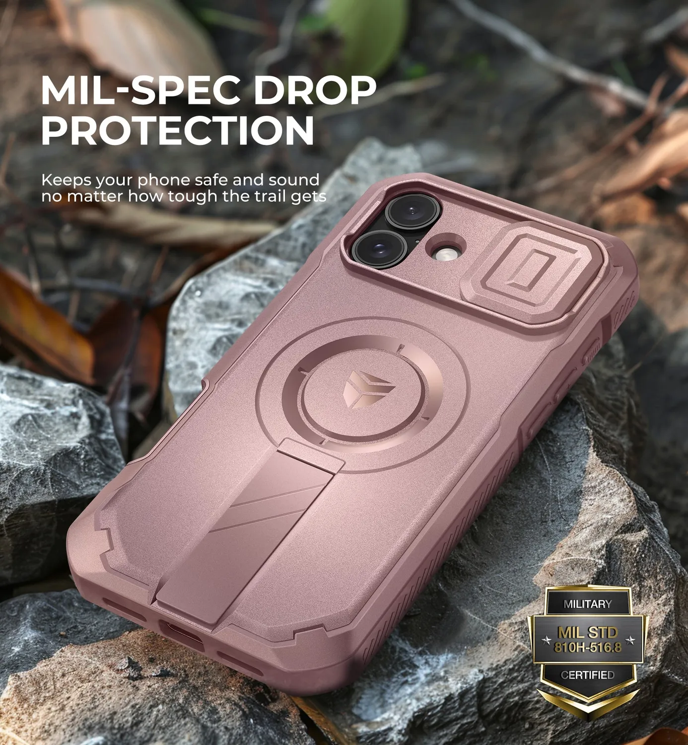 Dexnor Custodia iPhone 16 Plus Rosa MagSafe Antishock Kickstand