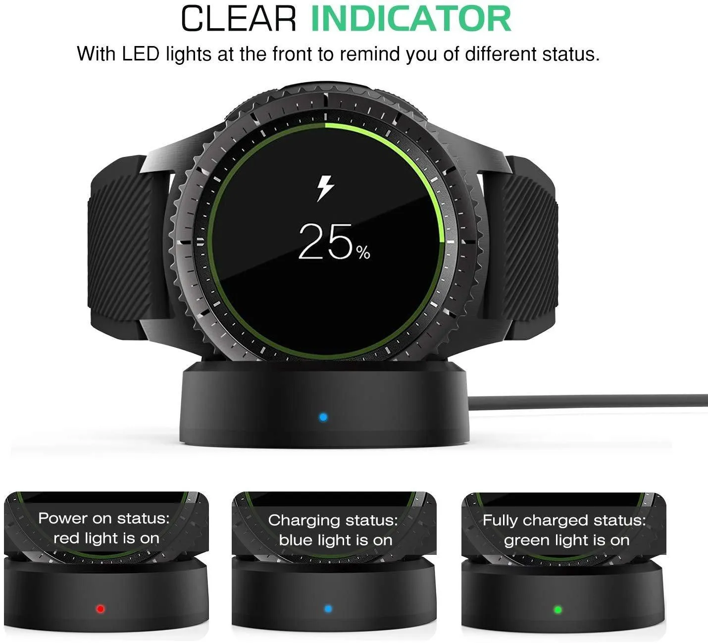 MoKo Samsung Gear S3 base ricarica wireless Qi nera