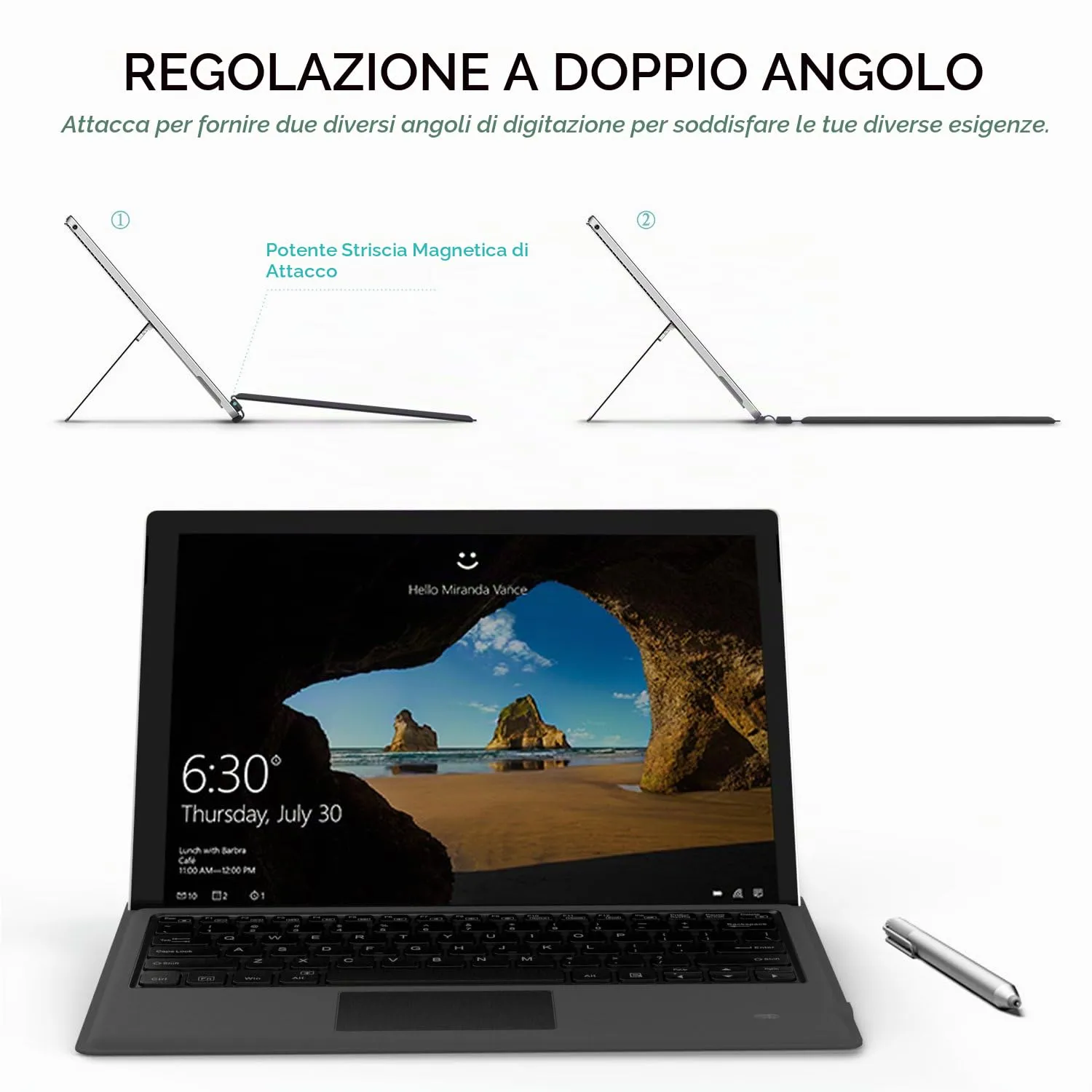 MoKo per Surface Pro 3-7 Plus tastiera bluetooth grigia retroilluminata