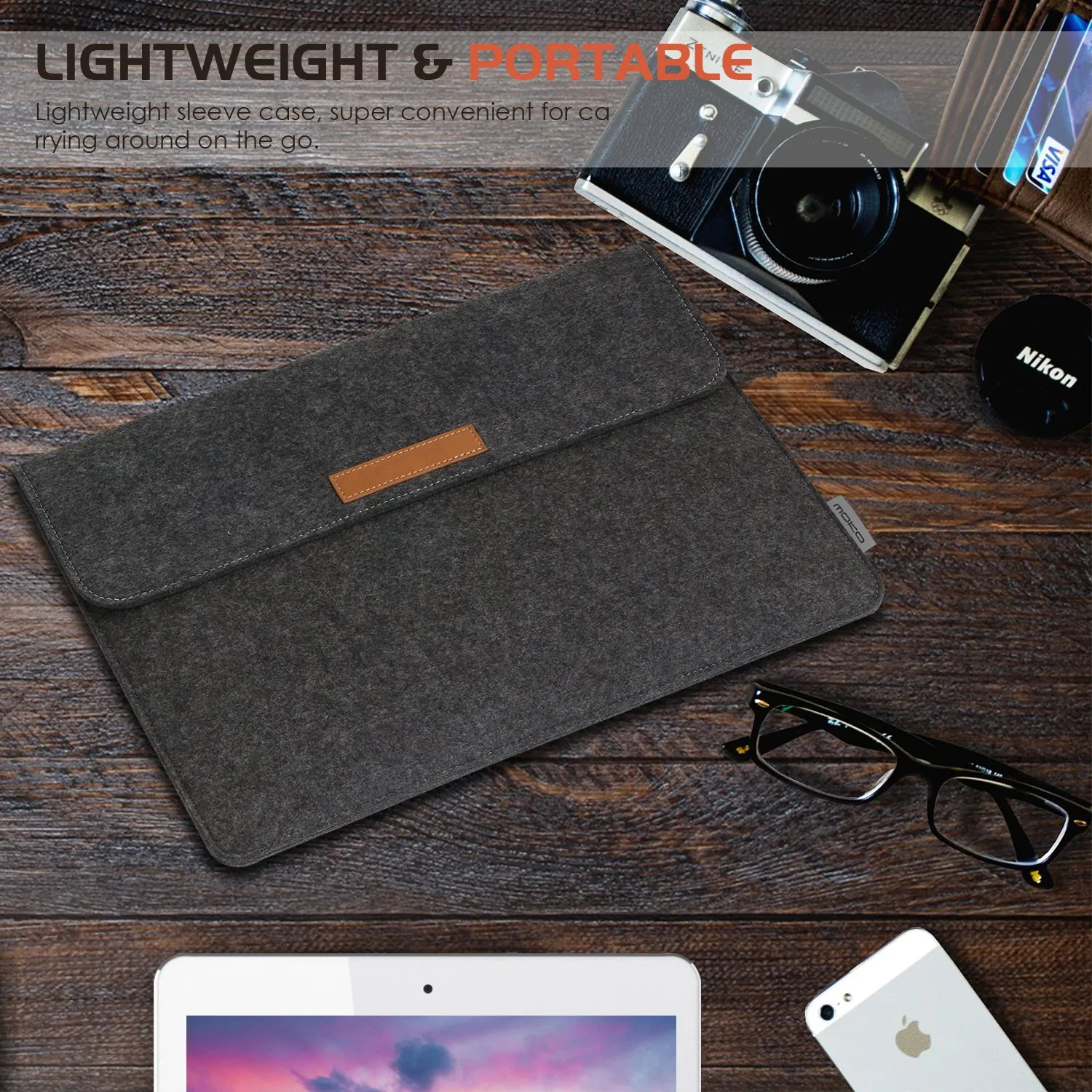 MoKo Custodia Feltro per MacBook Pro 14 2021 sleeve grigio scuro