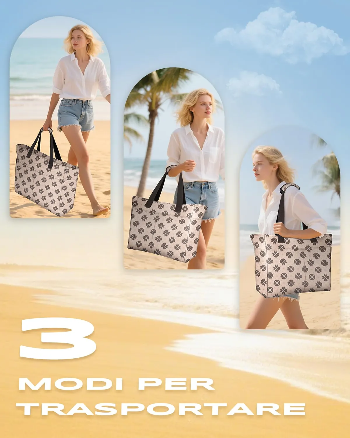 EOIWUY Quadrifoglio borsa mare donna 35L impermeabile