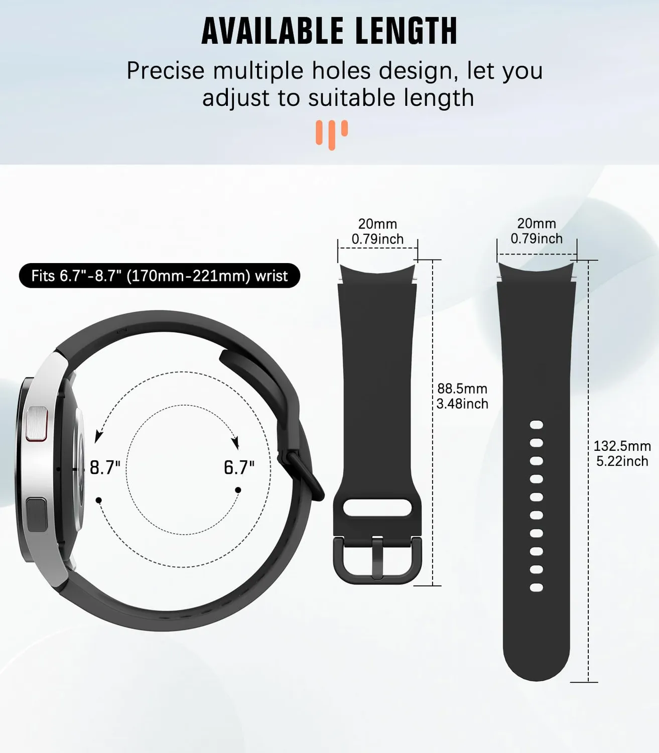 MoKo Cinturino Sportivo Silicone 20mm Galaxy Watch Nero