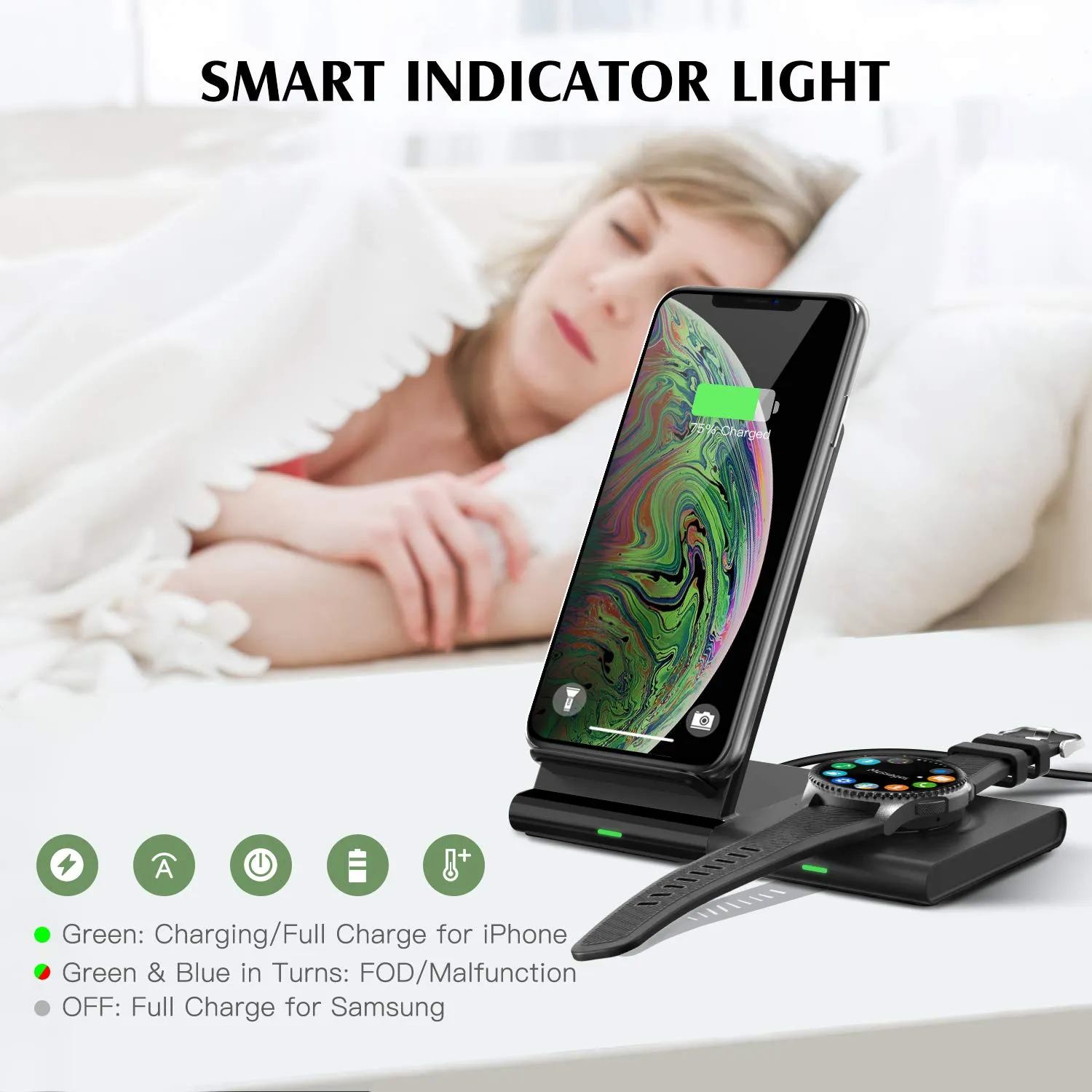 MoKo Caricatore Wireless Qi 10W 2 in 1 Telefono+Watch
