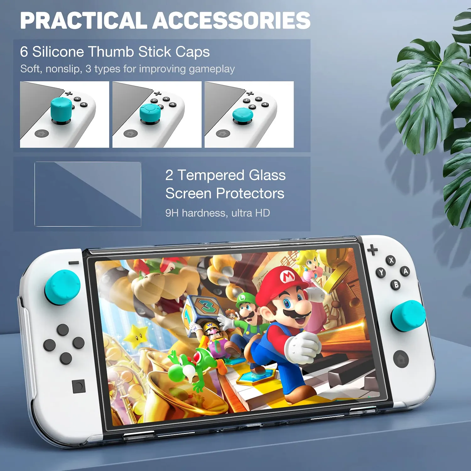 MoKo Switch OLED cover trasparente blu kit 9 pezzi