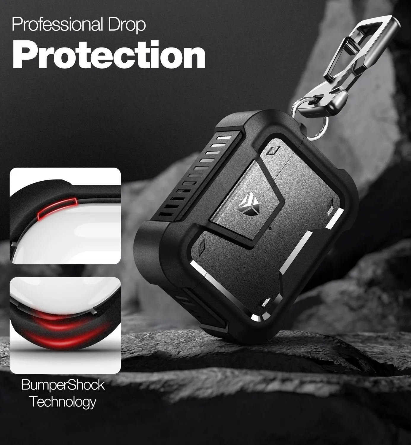 Dexnor custodia AirPods Pro 2019 nera con moschettone