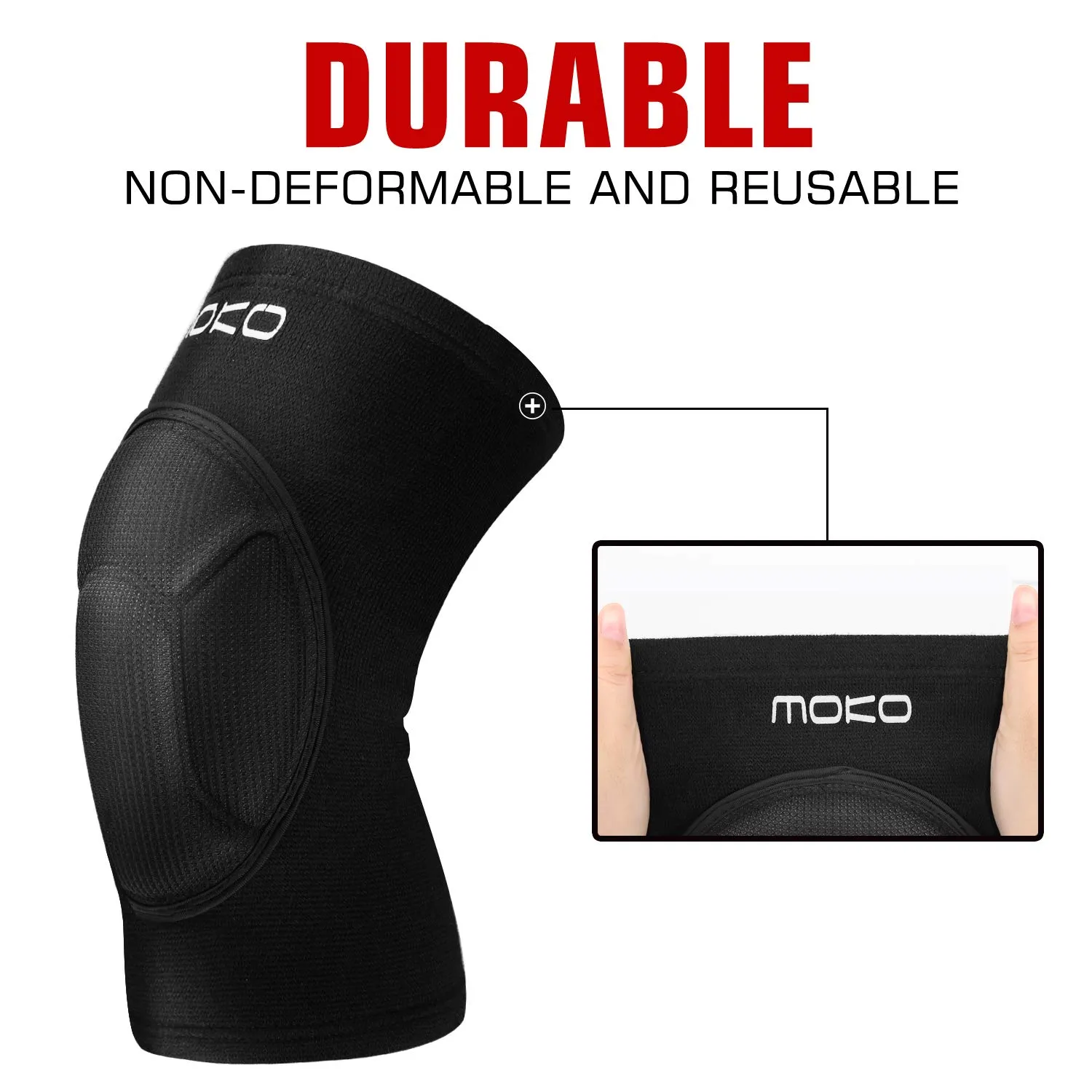 MoKo Ginocchiera Sportiva Cotone M Nera 2 Pezzi Traspirante