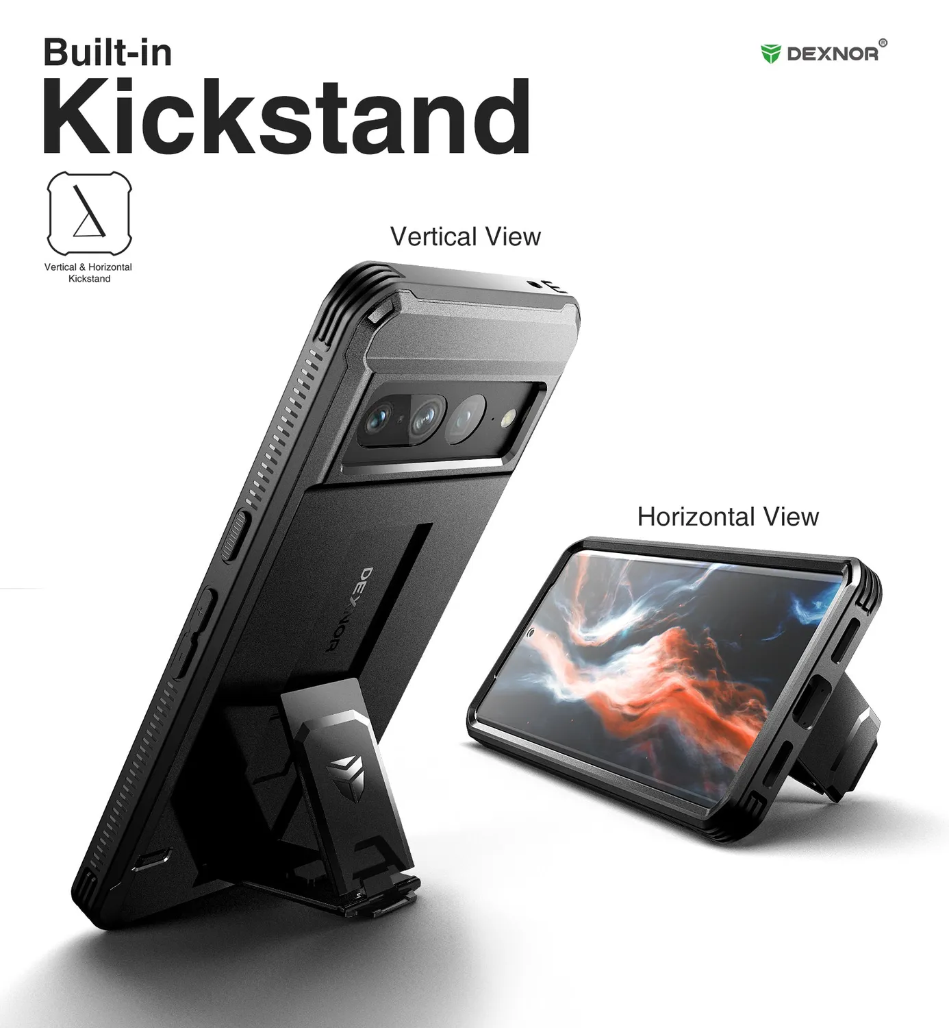 Dexnor cover Pixel 7 Pro nera rugged con pellicola