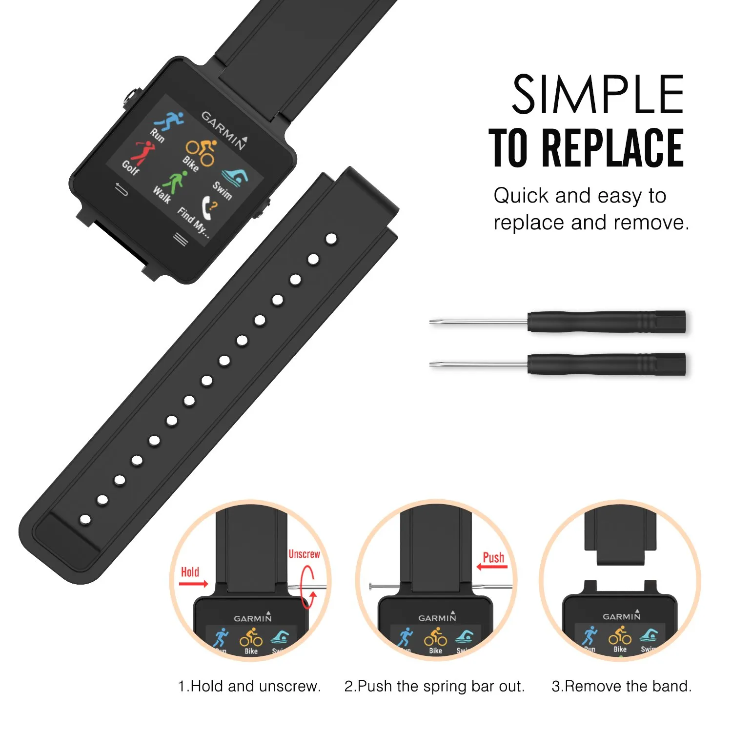 MoKo Garmin Vivoactive Cinturino Silicone Nero Resistente