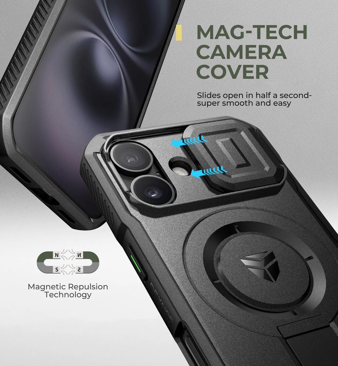 Dexnor iPhone 16 custodia nera magnetica con cavalletto