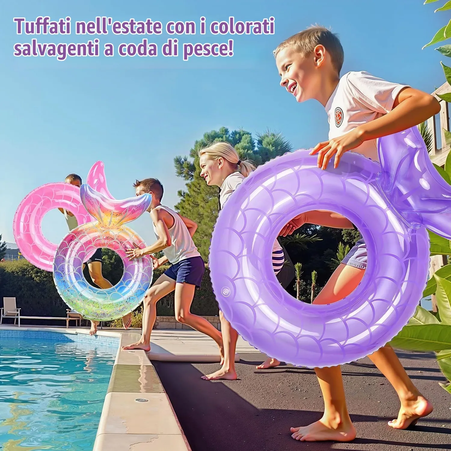 MoKo Sirena ciambella nuoto S 58cm argento gonfiabile