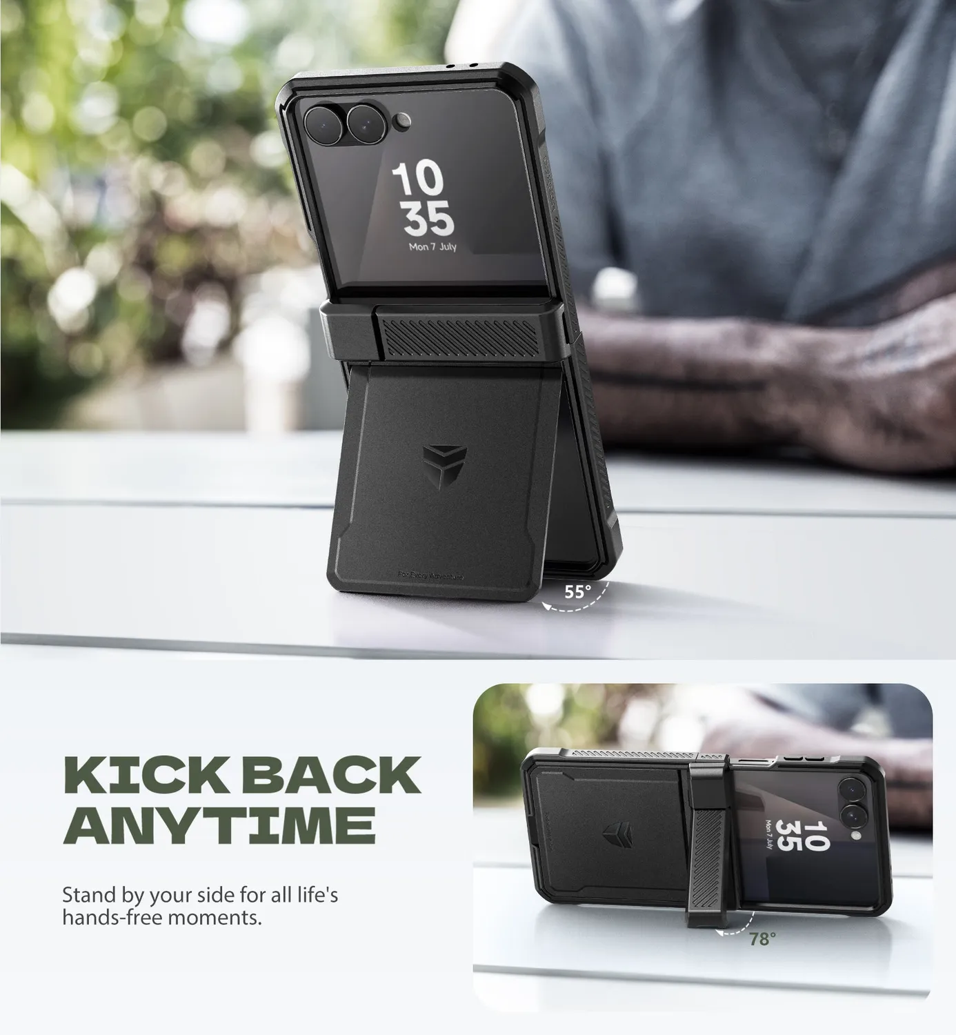 Dexnor Galaxy Z Flip 7 cover nera anturto cerniera