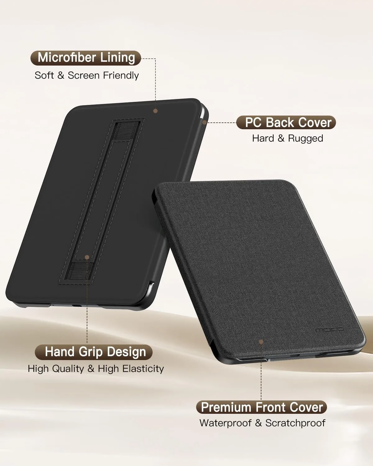 MoKo Custodia Kindle 12a Gen 6" Denim Nero con cinghia mano