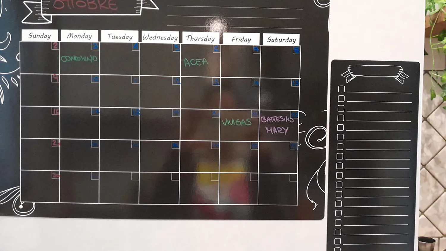 MoKo Calendario Magnetico Frigo Nero Mensile Riutilizzabile