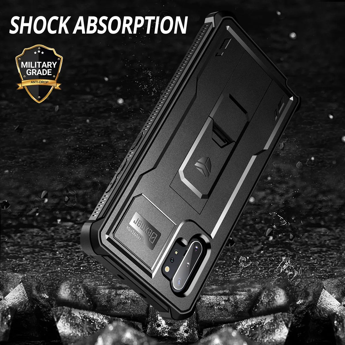Dexnor Galaxy Note 10+ cover antishock nera + vetro