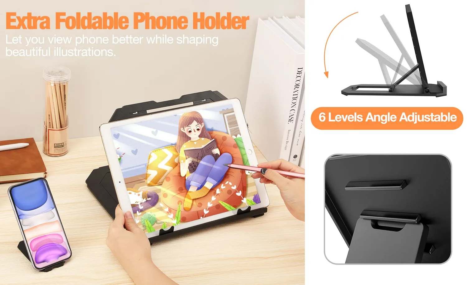 MoKo Supporto Tablet 12-17 Pollici da Scrivania nero regolabile