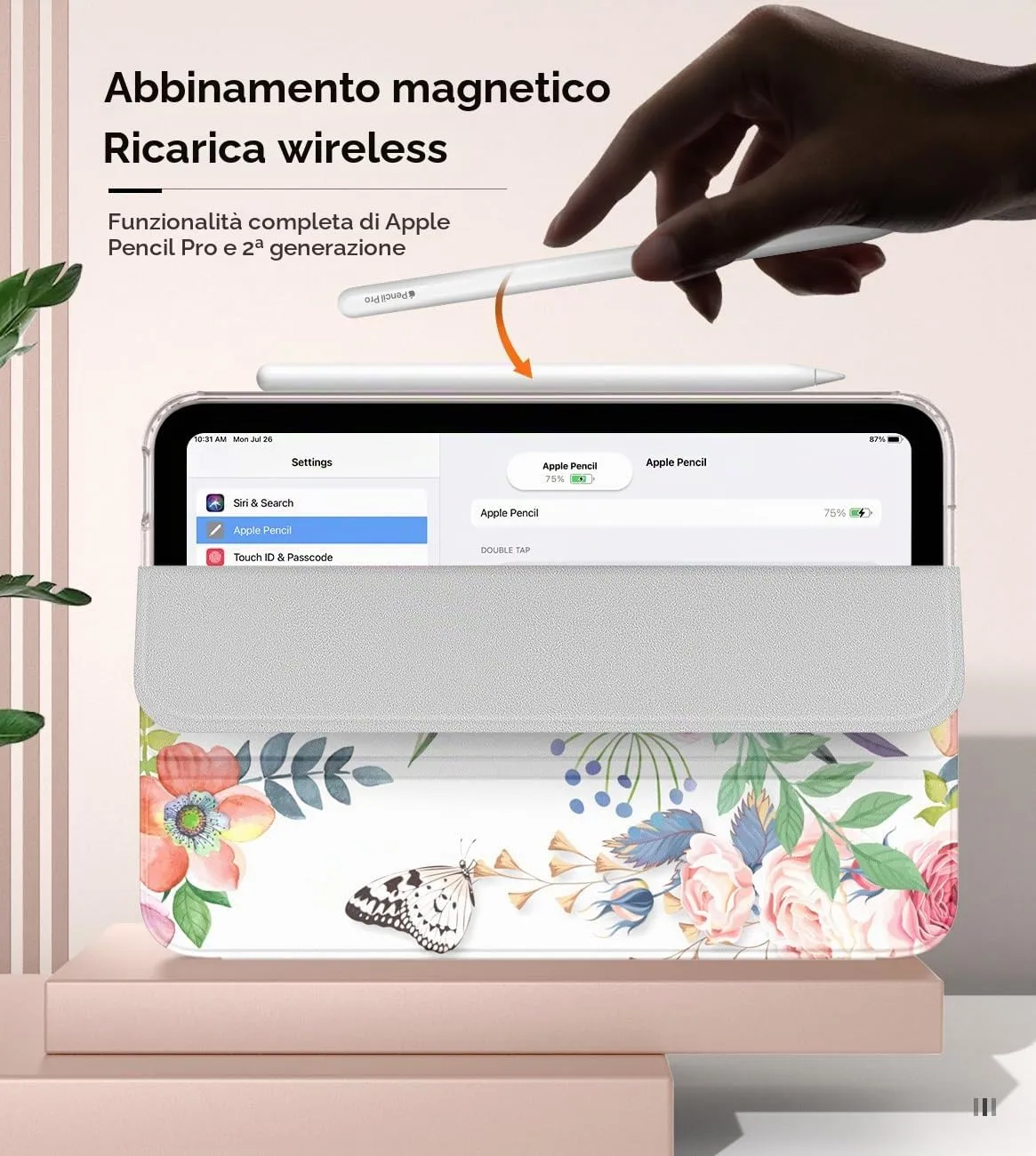 MoKo cover iPad mini 6-7 8,3" fiori fragranti con pencil holder