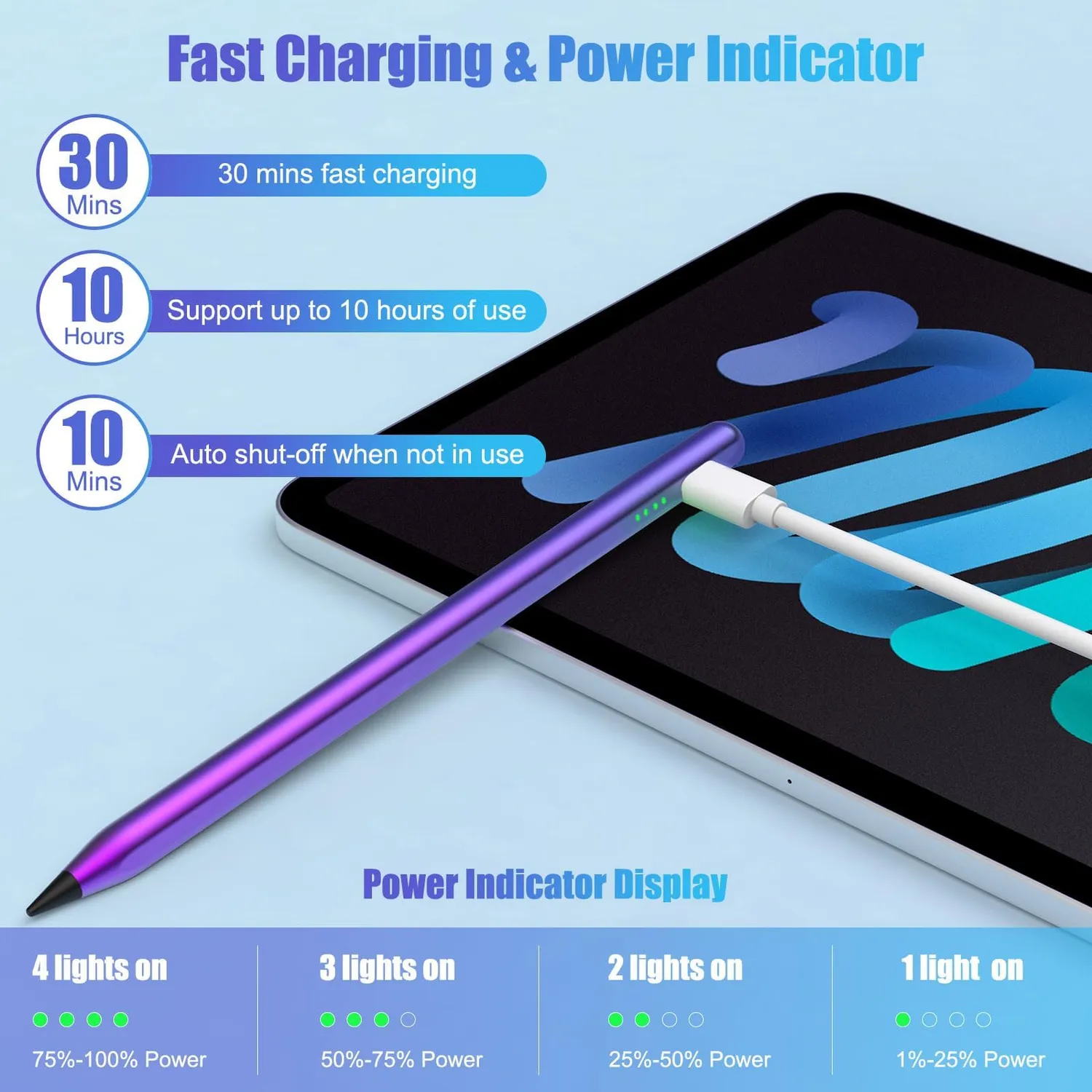 MoKo iPad stylus penna touch viola sfumato ricaricabile