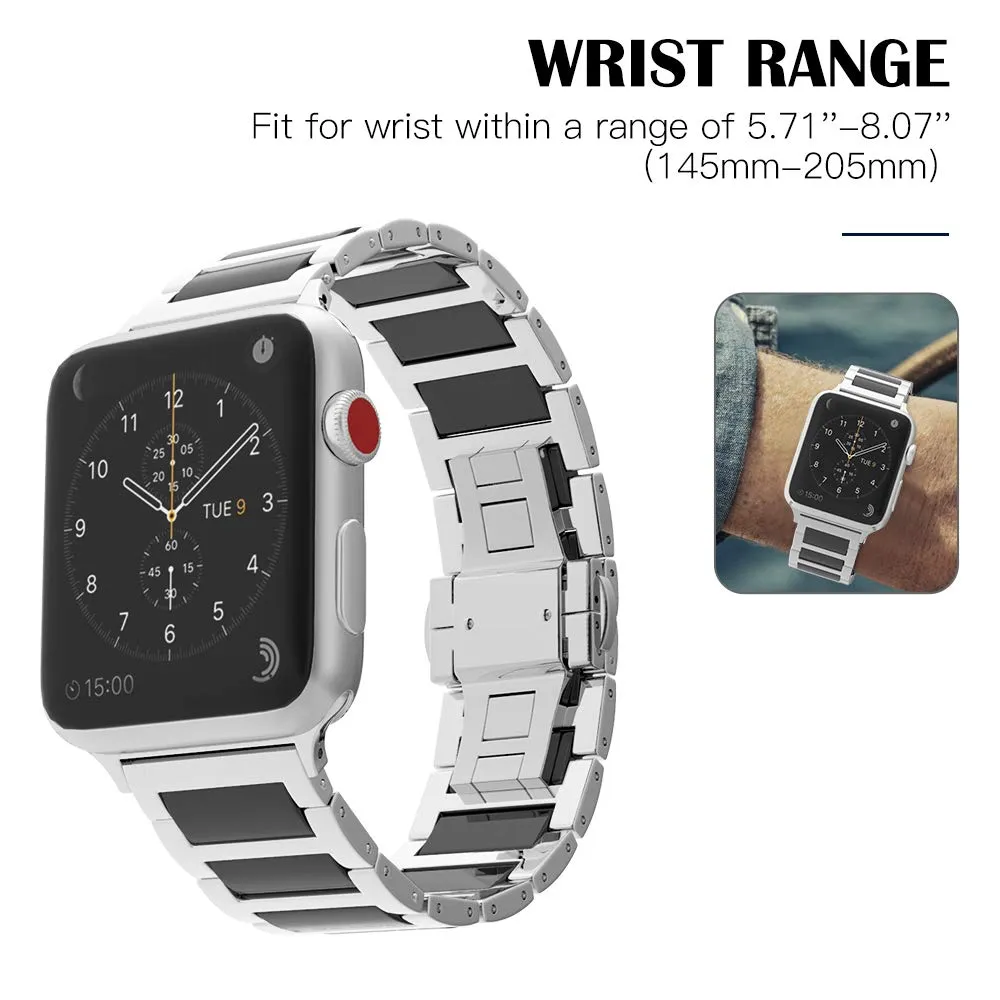 MoKo Apple Watch 42 44 45mm cinturino ceramica nero