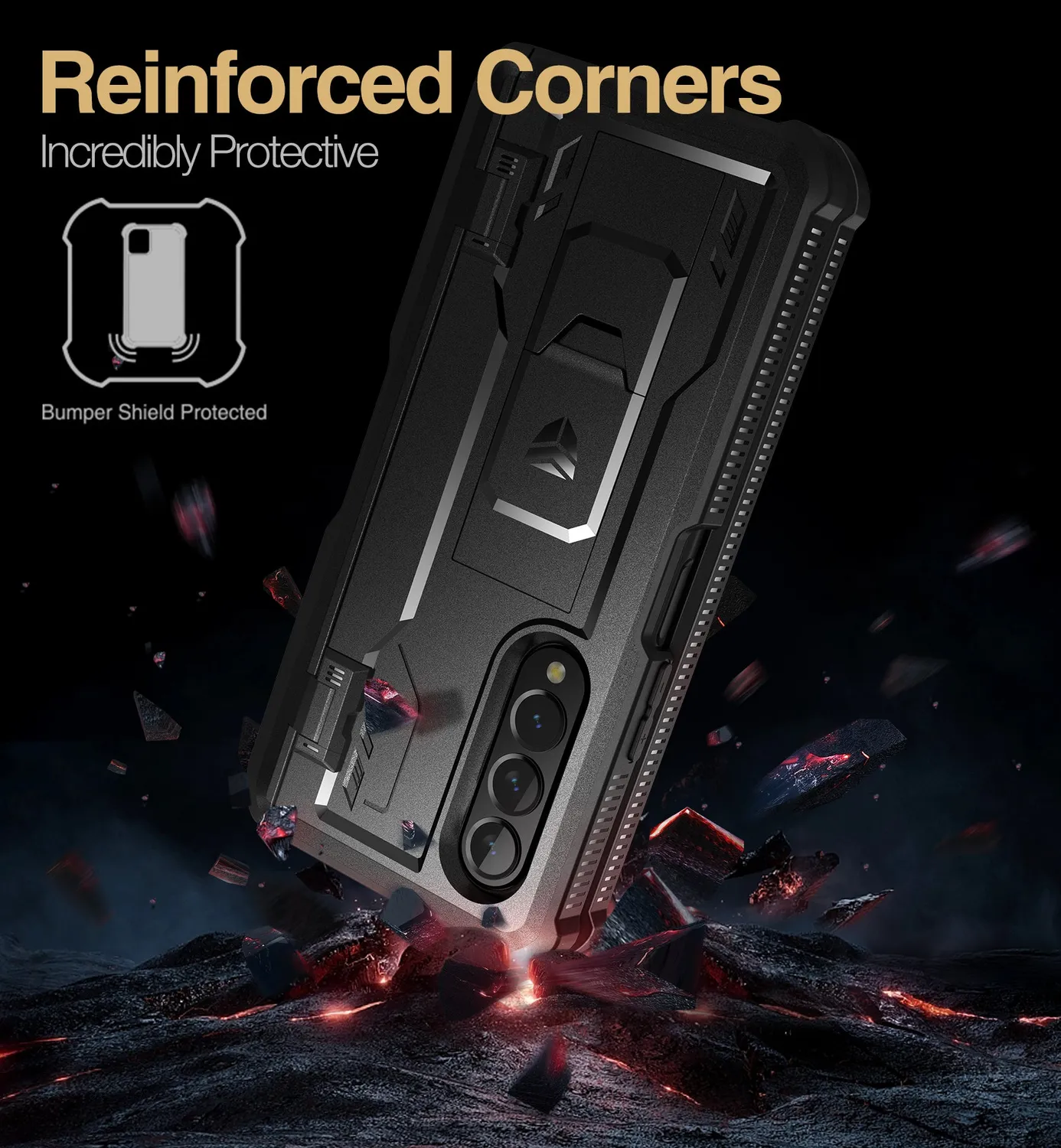 Dexnor Galaxy Z Fold 3 cover nera con cavalletto antiurto