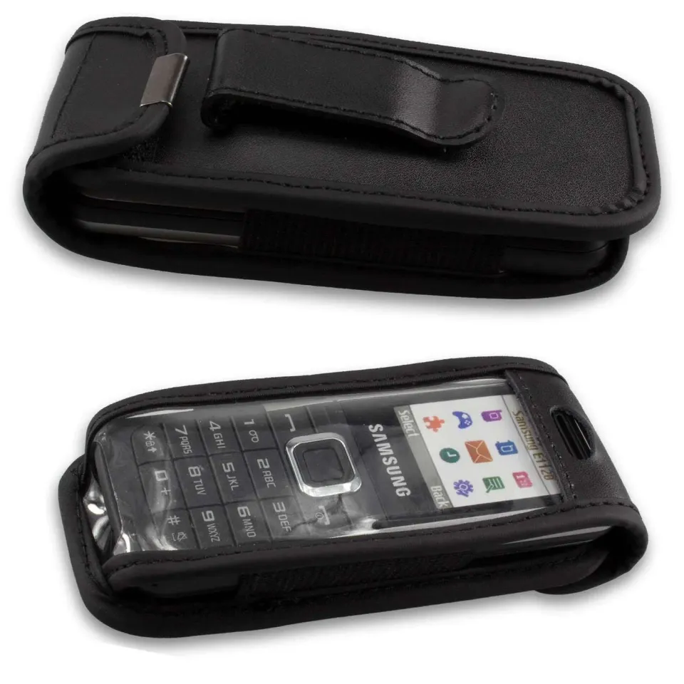 caseroxx Samsung E1120 borsello pelle nero clip cintura