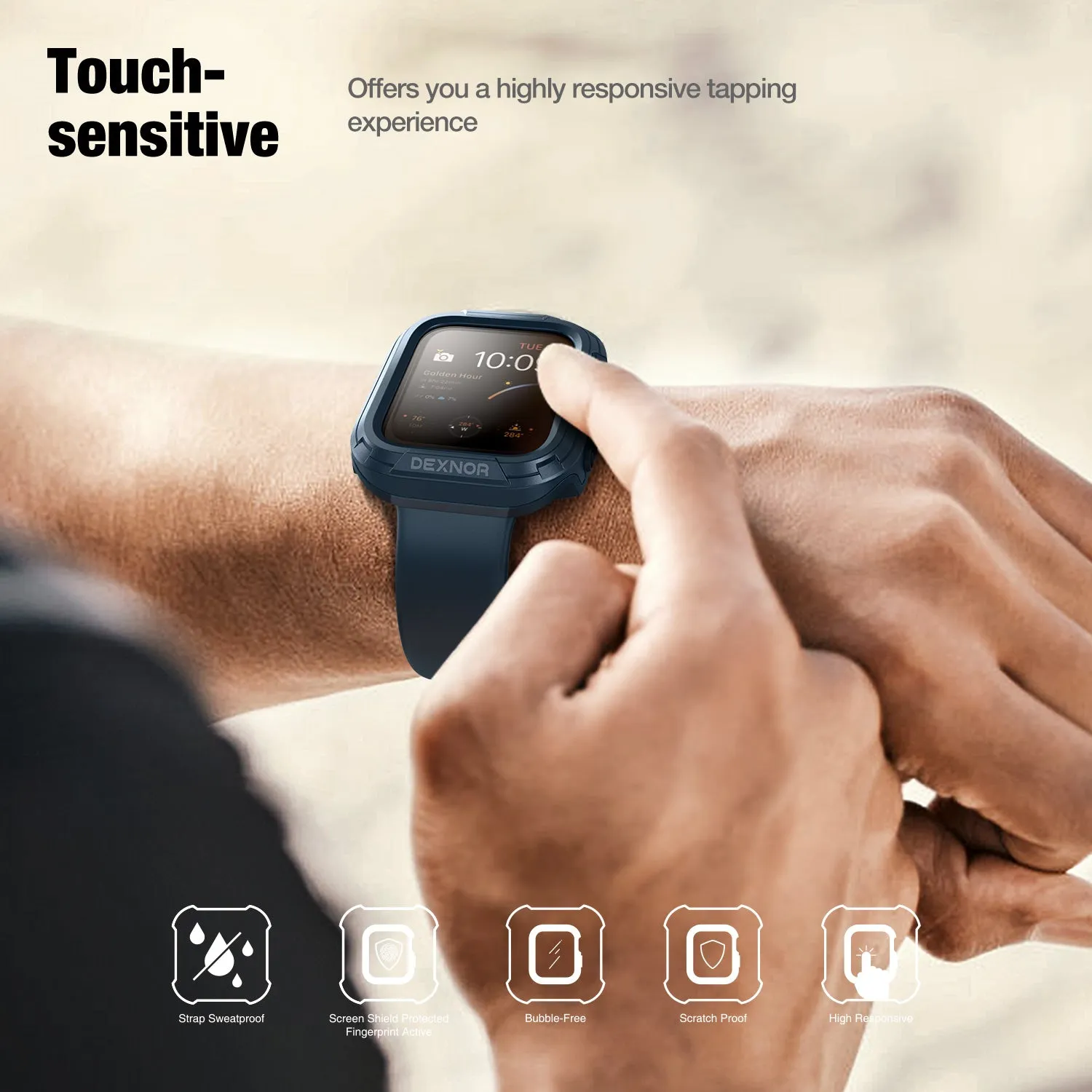 Dexnor Apple Watch 42mm custodia blu con pellicola