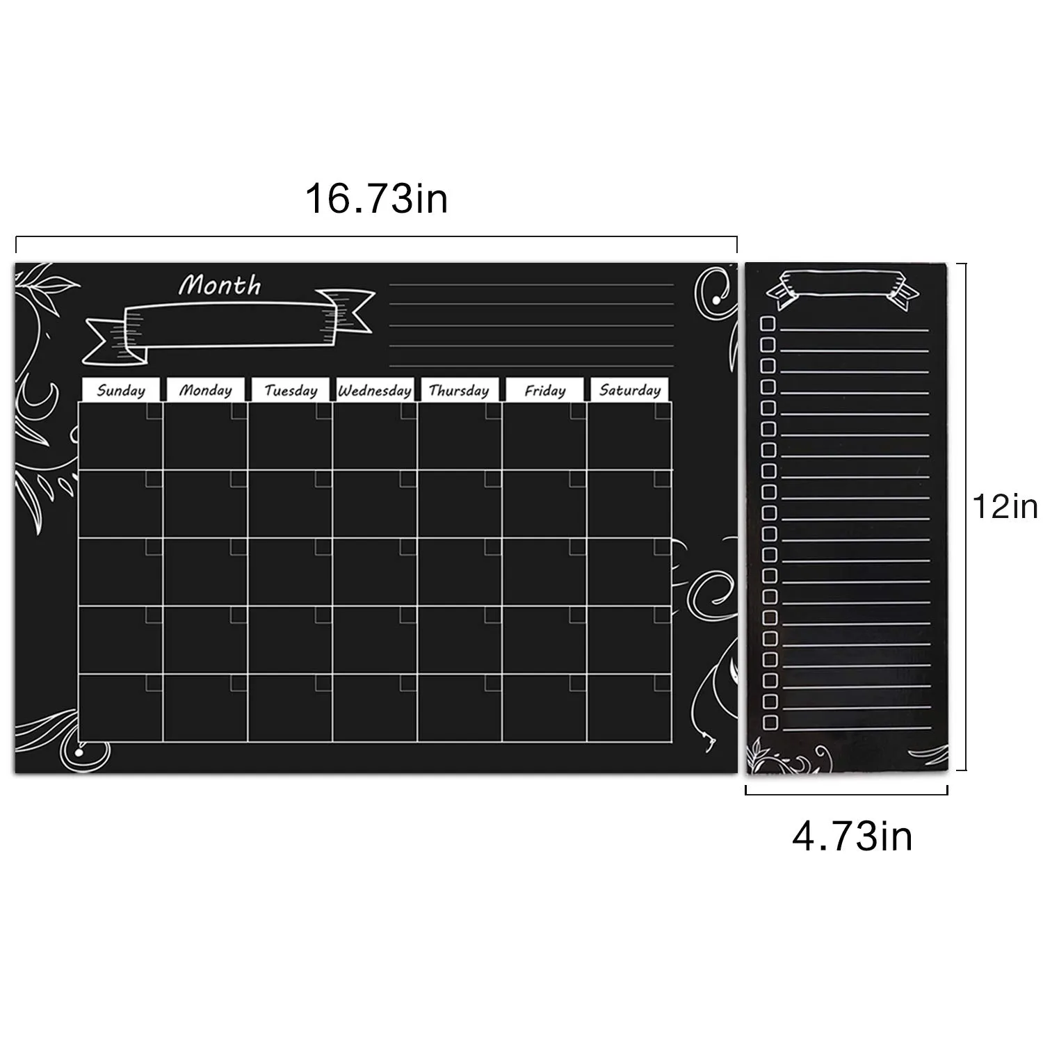 MoKo Calendario Magnetico Frigo Nero Mensile Riutilizzabile