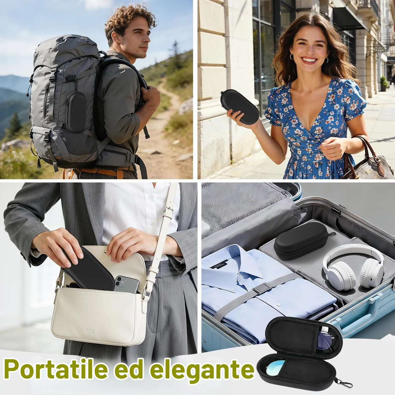 MoKo doppia custodia occhiali rigida zip nera