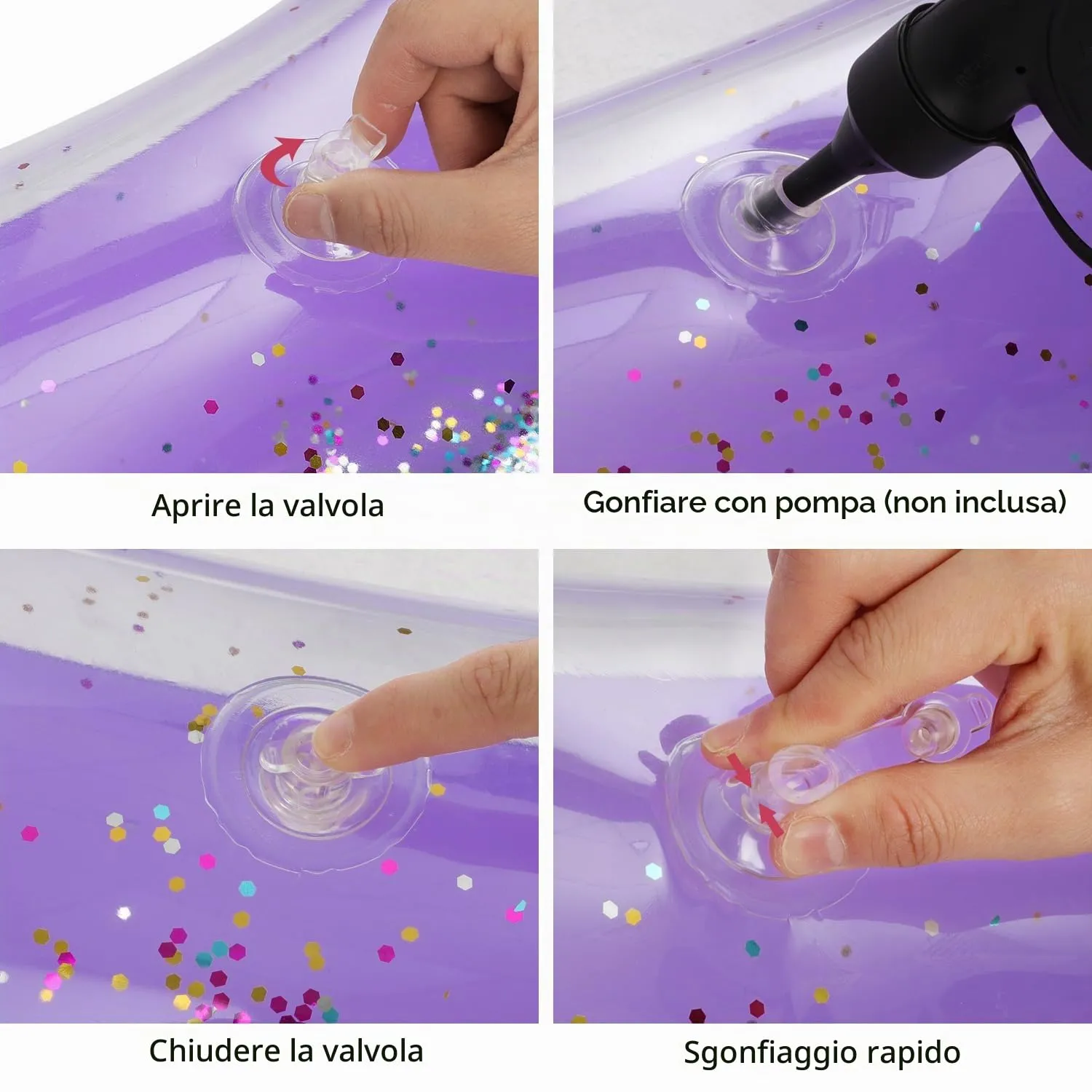 MoKo ciambella cuore glitter gonfiabile PVC ecologico mare